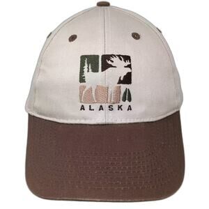 Alaska Shirt Company Snapback Hat Beige Brown Moose Embroidered OS Adjustable